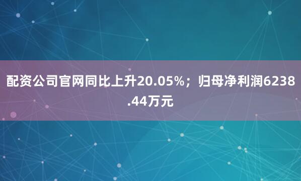 配资公司官网同比上升20.05%；归母净利润6238.44万元